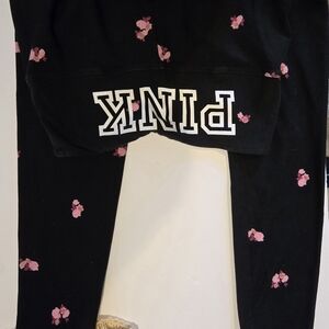 PINK Victoria's Secret Black Leggings with Pink Floral